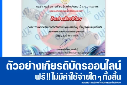 เกียรติบัตรออนไลน์ฟรี ทำข้อสอบวัดระดับความรู้ เรื่อง พิษภัยของบุหรี่ไฟฟ้า 2025