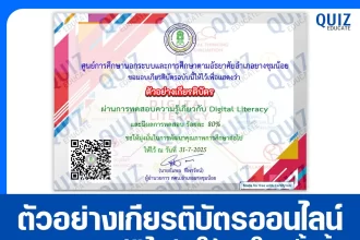 เกียรติบัตรออนไลน์ฟรี ทำข้อสอบวัดระดับความรู้ เรื่อง ทักษะการเข้าใจและใช้เทคโนโลยี Digital Literacy 2025