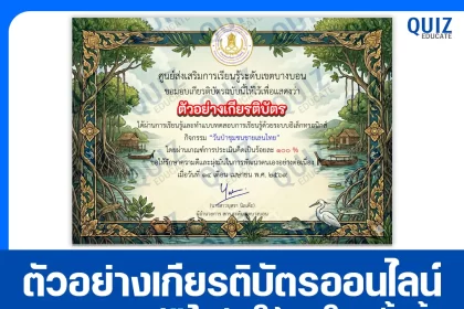เกียรติบัตรออนไลน์ฟรี ทำข้อสอบวัดระดับความรู้ เรื่อง วันป่าชุมชนชายเลนไทย 2569 2026