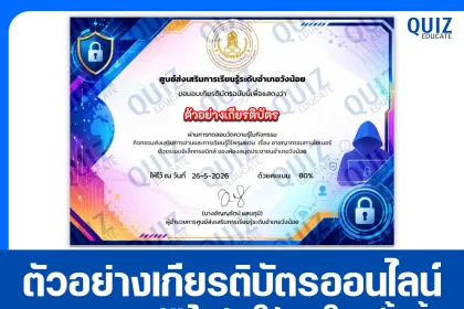 เกียรติบัตรออนไลน์ฟรี ทำข้อสอบวัดระดับความรู้ เรื่อง อาชญากรรมทางไซเบอร์ ห้องสมุดประชาชนอำเภอวังน้อย 2026